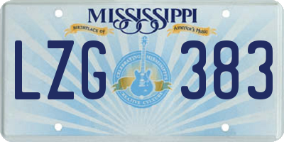 MS license plate LZG383