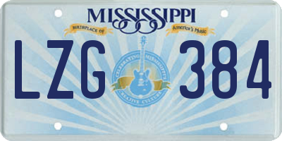 MS license plate LZG384