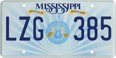 MS license plate LZG385