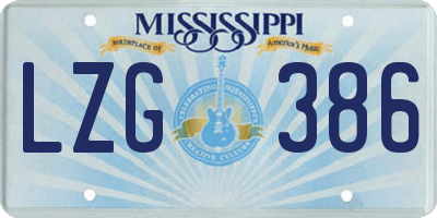 MS license plate LZG386