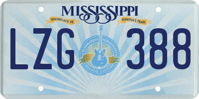 MS license plate LZG388