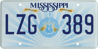 MS license plate LZG389