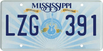 MS license plate LZG391
