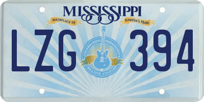 MS license plate LZG394