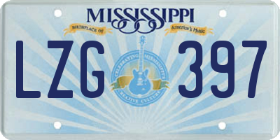 MS license plate LZG397