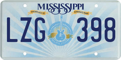 MS license plate LZG398