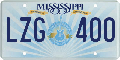 MS license plate LZG400