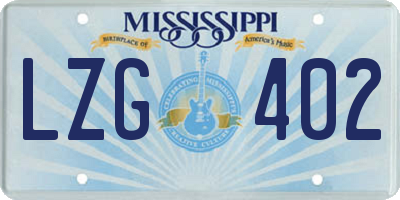 MS license plate LZG402