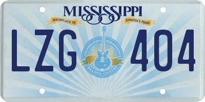MS license plate LZG404