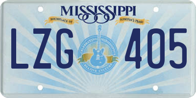 MS license plate LZG405