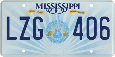 MS license plate LZG406