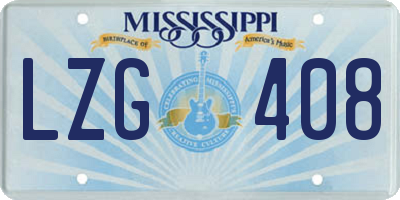 MS license plate LZG408