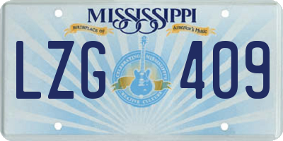 MS license plate LZG409