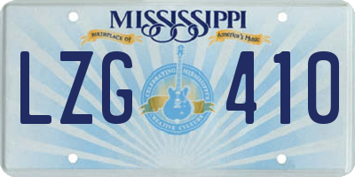 MS license plate LZG410