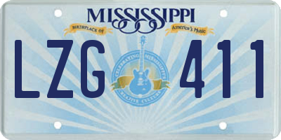 MS license plate LZG411