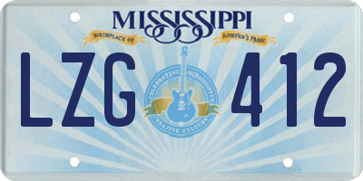 MS license plate LZG412