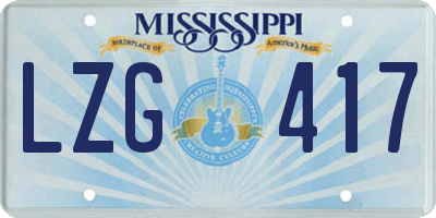 MS license plate LZG417