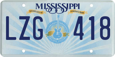 MS license plate LZG418