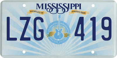 MS license plate LZG419