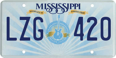 MS license plate LZG420