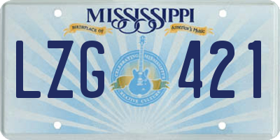 MS license plate LZG421