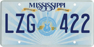 MS license plate LZG422