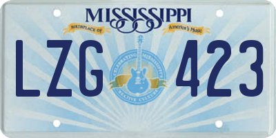 MS license plate LZG423
