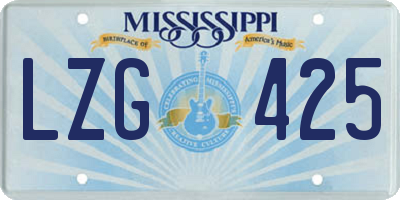 MS license plate LZG425