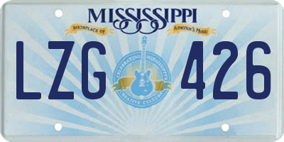 MS license plate LZG426
