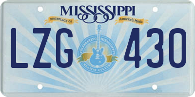 MS license plate LZG430