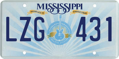 MS license plate LZG431
