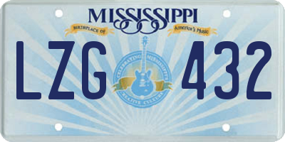 MS license plate LZG432
