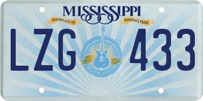 MS license plate LZG433
