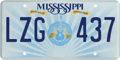 MS license plate LZG437