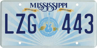 MS license plate LZG443