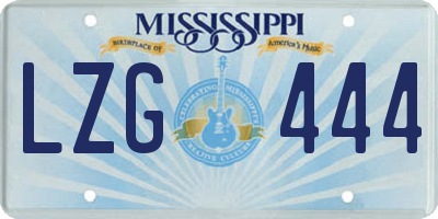 MS license plate LZG444