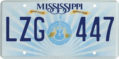 MS license plate LZG447