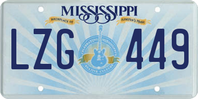 MS license plate LZG449