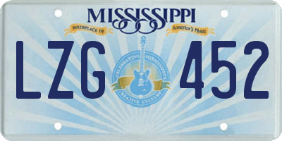 MS license plate LZG452