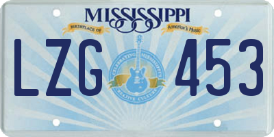 MS license plate LZG453