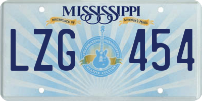 MS license plate LZG454