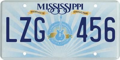 MS license plate LZG456