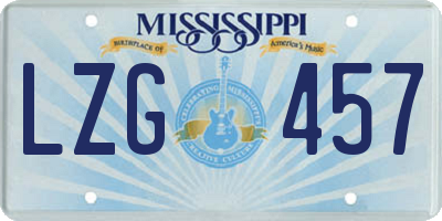 MS license plate LZG457