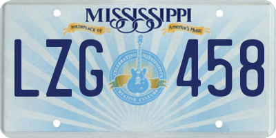MS license plate LZG458