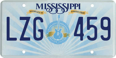 MS license plate LZG459