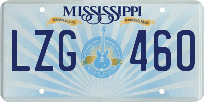 MS license plate LZG460