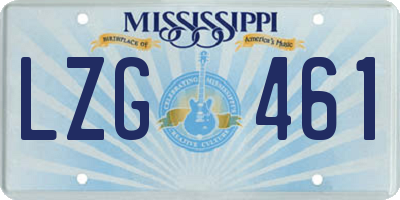 MS license plate LZG461