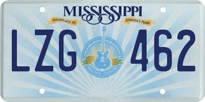MS license plate LZG462