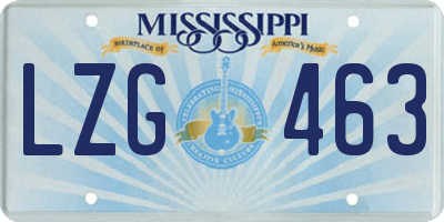 MS license plate LZG463