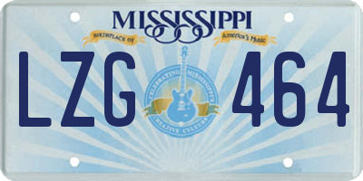 MS license plate LZG464